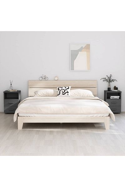 vidaxl Bedside Cabinets HAMAR 2 pcs Dark Grey 40x35x62 cm Solid Wood