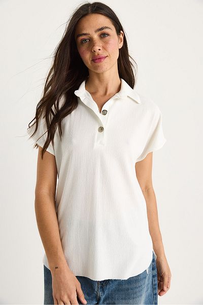 Bianco Lucci Tricou casual pentru femei, cu guler polo, cu vârf oval, 4070 60283402