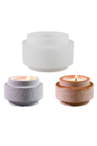 Getshopmini Epoksi Silindir Katmanlı Mumluk Kalıbı Beton Saksı Taş Tozu Mumlu...