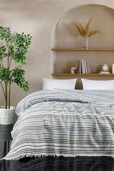 Casnack Babür Model Khaki-Indigo Double Pique 200X230Cm