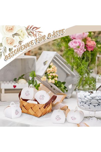 CENSEN Set of 48 Censen sticker boxes, cardboard, white/pink, 6 x 6 x 5.5 cm