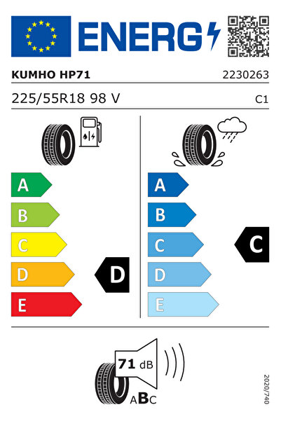 Kumho 225/55 R18 98V Crugen HP71 Oto Yaz Lastiği (2025 Üretim)