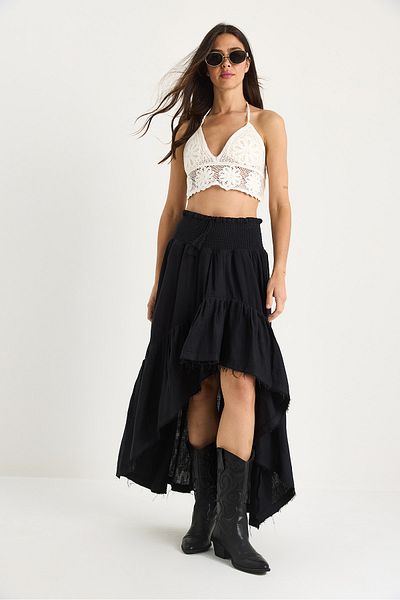 Bianco Lucci Women's Short Front Long Back Gipped Waist Lined Flounced Muslin Skirt 25S1-3001 60283411