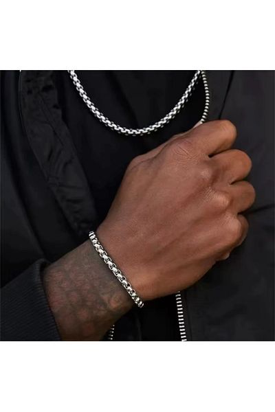 derokas 316 L King Men's Chain Necklace Bracelet Set Tarnish-Free Gift