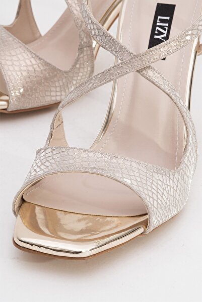 Lizy Shoes Kroko Parlak Topuklu Ayakkabı