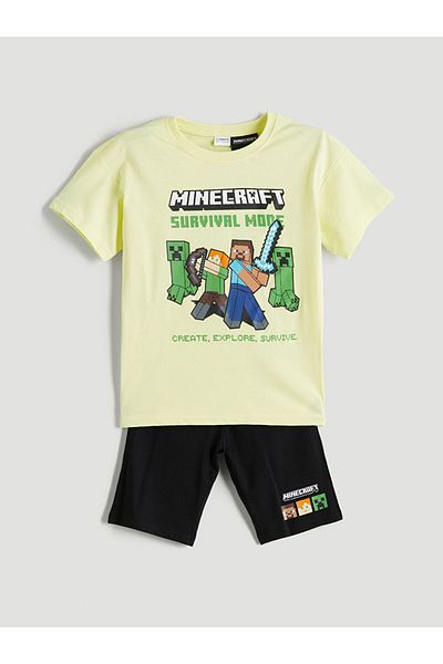 LC Waikiki Lcw Printed T-Shirt and Shorts 2-Piece Fast Fashion