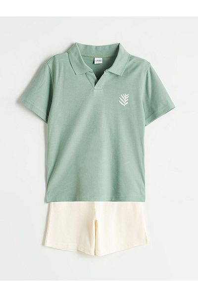 LC Waikiki Green Polo Neck Boys' T-Shirt and Shorts