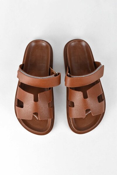 birizmoda Women's Open Front Velcro Comfortable Poly Sole Daily Slippers - Tan