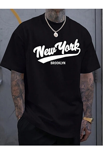 donamod تي شيرت كبير الحجم مطبوع عليه نيويورك بروكلين