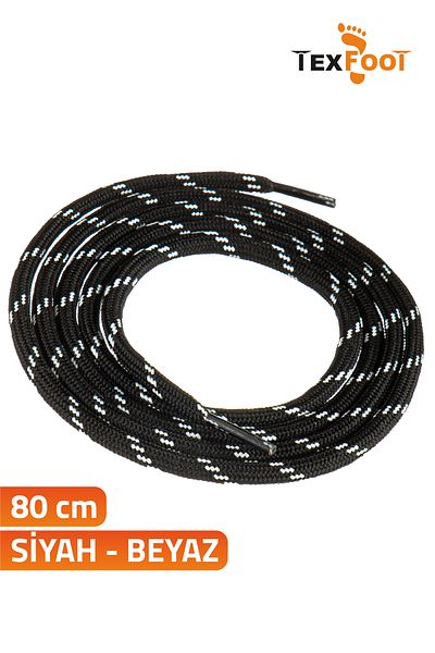 TexFoot Round Polyester Striped Sports Shoe and Boot Laces 80cm