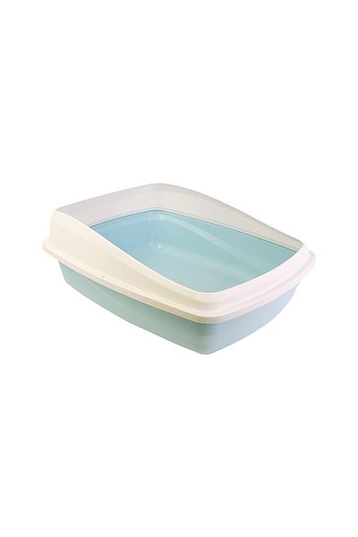 Catit Cat Litter Pan with Removable Rim - Blue and Cool Grey - Medium - 38L x 48W x 22H cm