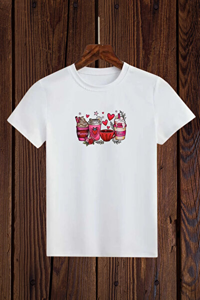 donamod تي شيرت بناتي وأولاد مطبوع عليه قلب مشروب