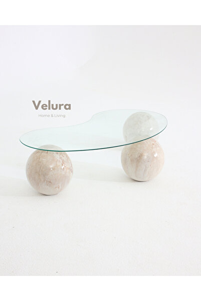 Velura Home & Living Modern Orta Sehpa & Küre Sehpa & Top Sehpa & Şeffaf Fasu...