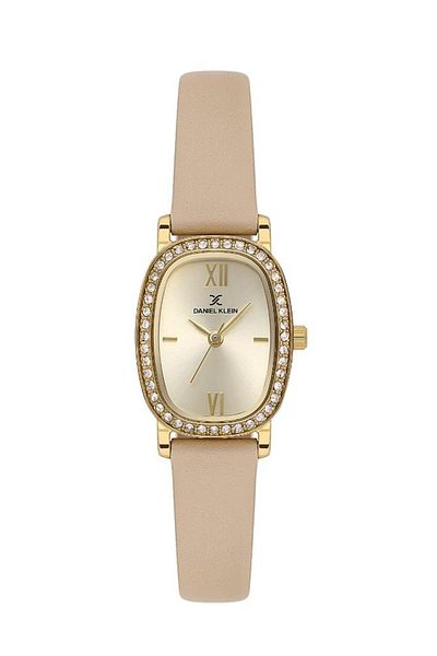 Daniel Klein Dk.1.13943-2 3 Atm Water Resistant Leather Band Cream Color Women Wrist Watch