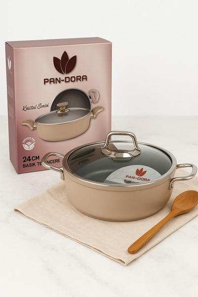 EVİNDA Evinda Pan-Dora 24 cm Crystal Casting Oblate Pot – Non-Stick, 1St Quality – Fireproof
