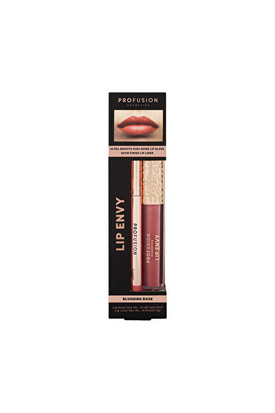 PROFUSION COSMETICS Set Lip Envy Blushing Rose, luciu de buze fin și creion d...
