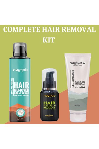 NUUT Nuutjob New Hair Removal Spray with Nuutglow Cream & Nuutjob Hair Gel Combo