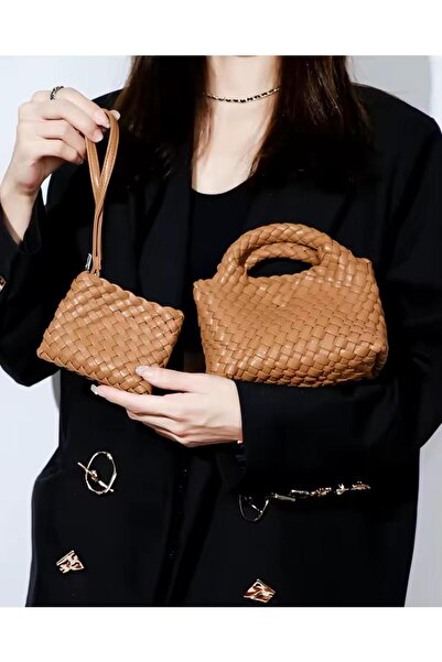 Marnier Beatriz XS Taba Örgü deri omuz çantası