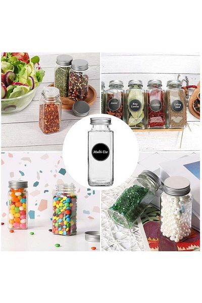 COOYA 24PCS Spice Jars, Glass Jars with Shaker Lids and Airtight Metal Caps for Kitchen Spices Storage ﻿