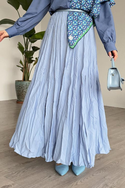 VıoShıne Kadın Beli Lastikli Cepli Kraş Etek