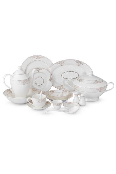 Dania Porcelain Dinner Set - Gold Color, 70 Pieces