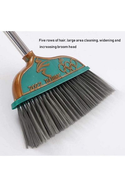 rexa Windproof Soft Brush Broom Set – Extra Long Stainless Steel Handle, Non-Stick Hair Dustpan