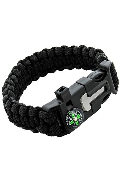 dalimag Bratara de supravietuire in aer liber, tip army, 5 in 1, paracord, busola , fluier, cutit, cremene,