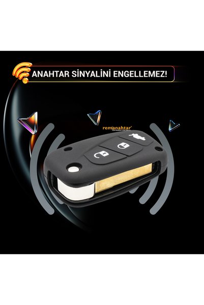 Rem Anahtar Oto Elektronik Anahtar Linea Bravo 3 Button Switch Silicone Key Case - Black