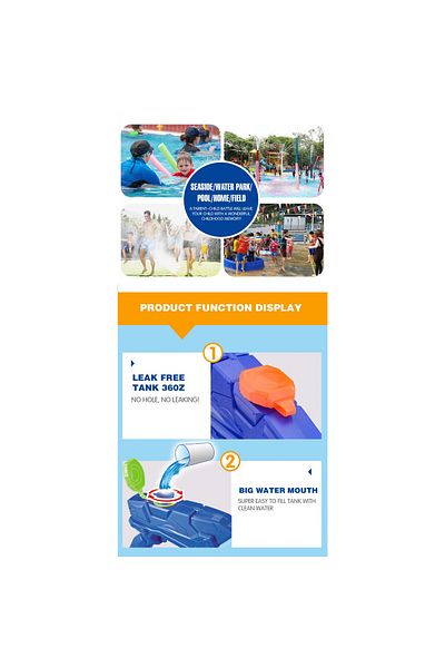 Flippy Water Blaster for Kids, Tank, For Pool/Beach, Flippy, 6 years+, Blue, 300ML