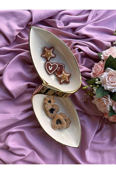 Canba Dream Gold Oval Serving Plate 2 Compartments 43X19 cm