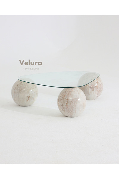 Velura Home & Living Modern Orta Sehpa & Küre Sehpa & Top Sehpa & Şeffaf Üçge...