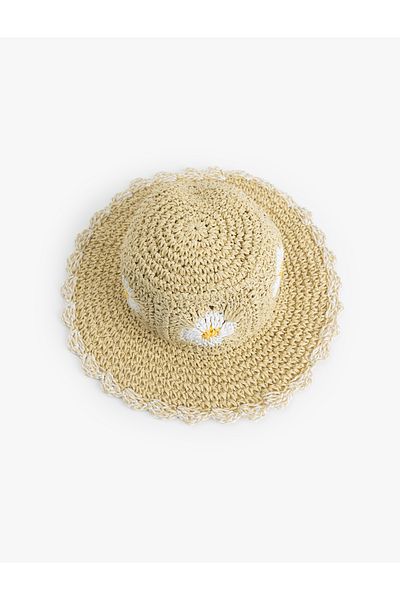 Koton Crochet Detailed Floral Patterned Straw Hat
