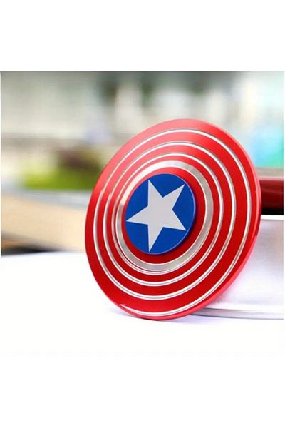LRS STORE Premium Metal Stress Wheel Captain America Shield Figured Finger Spinner Red