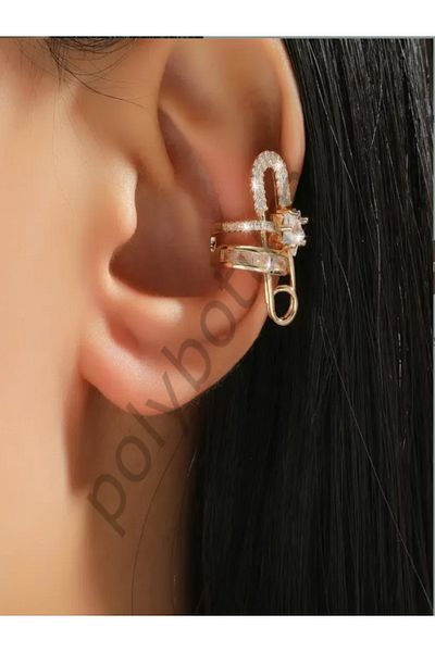 POLYBOTUM Shiny Cubic Zirconia Stone Copper Ear Clamp – Stylish Earrings Without Holes