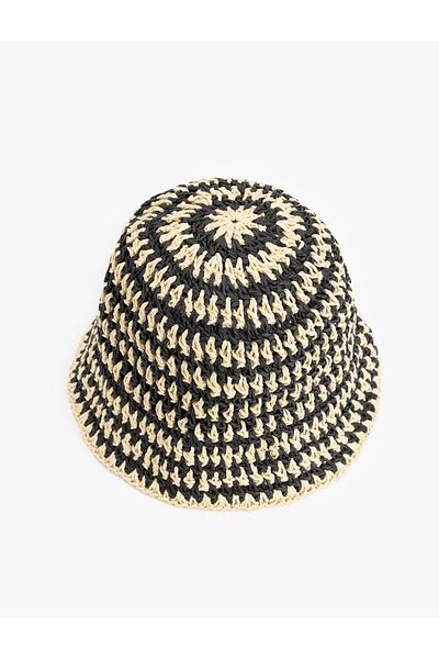 Koton Patterned Straw Bucket Hat
