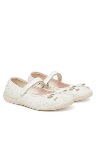Naturino Balerini pentru fete albi NATURINO-4000713 04 CLARIES 2 BRODATE ALB S