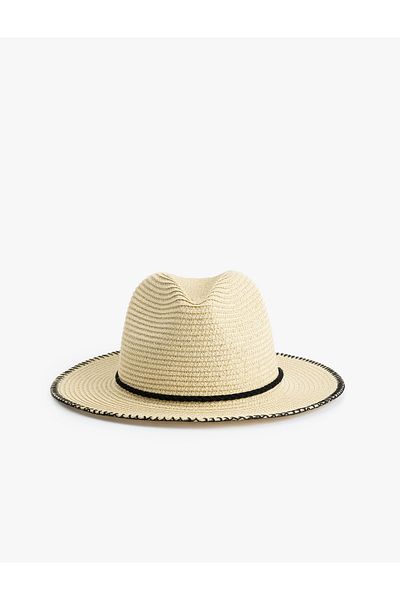 Koton Straw Hat with Stitching Detail