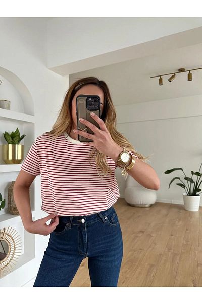 silk&more Original Brand Red Striped T-Shirt