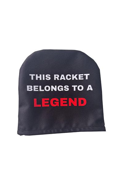 Revolution 3.0 Husă pentru rachetă de tenis de masă „Această rachetă aparține unei LEGENDE” – Microfibră satinată și perlată, 20x20 cm