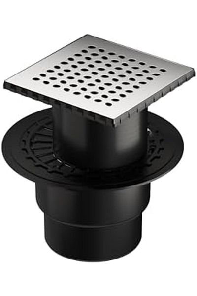 mazıdağı Mazzıdağ V-Flow Square 5607288 Insulated Shower Drain, Bottom Outlet, 15X15 Cm, Dk 200 Cover