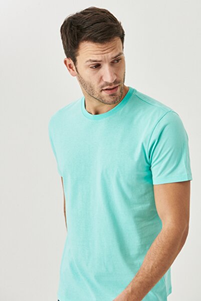 AC&Co / Altınyıldız Classics Ανδρικό μπλουζάκι TurquoiseSlimFit Crew Neck 100% CottonBasic