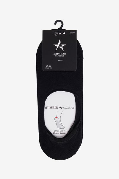 ALTINYILDIZ CLASSICS Men's Black Silicone Supported 3 Pack Ballerina Socks