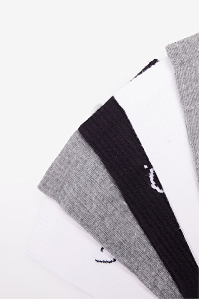 AC&Co / Altınyıldız Classics Мъжки черно-бяло-сиви шарени чорапи от 5 части