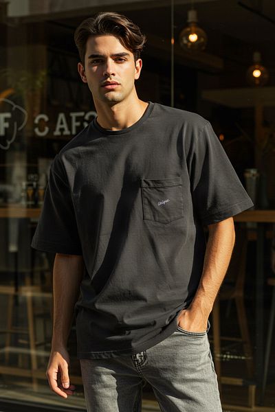 Trendyol Collection Ανθρακί Χρώμα Oversize Βαμβακερό T-Shirt - TMNSS25TS00040