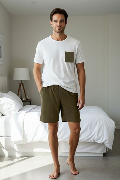 Trendyol Collection Σετ Πιτζάμες Πλεκτές Πιτζάμες Εκρού Χακί κανονικής εφαρμογής TMNSS25PT00021