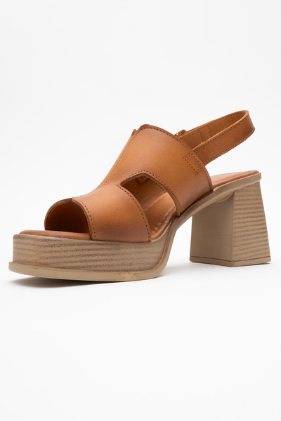 LuviShoes Kevin Tan Skin Genuine Leather Women's Platform Heeled Sandals