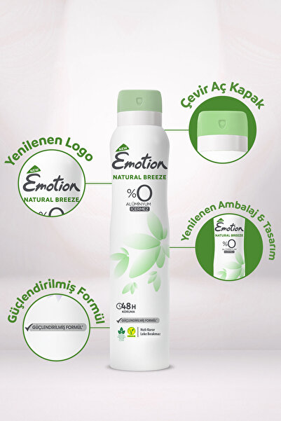Emotion Natural Breeze Kadın Vegan Deodorant 6x200 ml Hızlı Kurur, Leke Bırakmaz