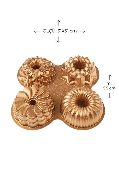 Emsan Griss Four In One 4'lü Gold Kek Kalıbı