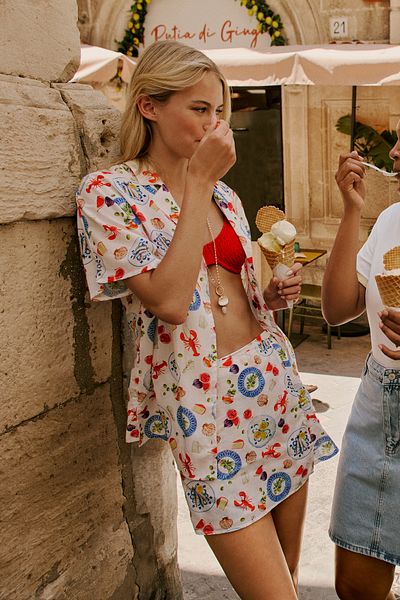 Trendyol Collection Beach Suit - Underwater Pattern Shirt and Skirt Tbess25Au00056