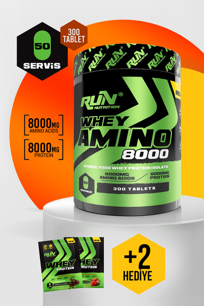 Run Nutrition وي أمينو 8000 - 300 قرص - 50 خدمة - مع هدية